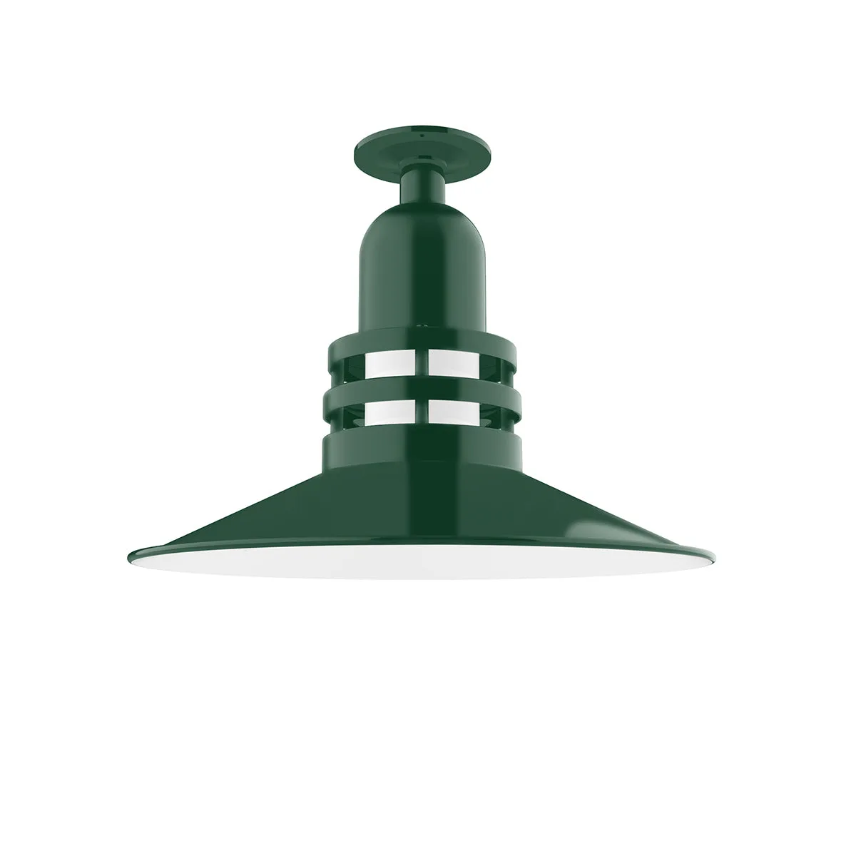 Atomic One Light Flush Mount in Forest Green