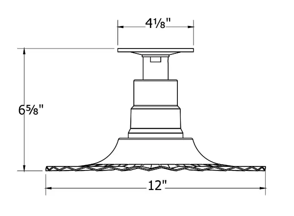 The Flush Mount Light Ceiling Light mounts close to the ceiling allowing for maximum head room. UL wet rated for outdoor use on a front porch, or in an entryway, but also for interior use as a decorative accent in the kitchen, hallway, bedroom, or bathroom. Our Radial shade, the ultimate domed reflector, is classic in shape and offers great light output. Collection: Radial Finish: Sea Green Glass: 12 inch Radial Width: 12.00" Height: 6.63" Weight: 8.00 lb Canopy: 4.125" diameter Number of Bulbs: 1 Maximum Wattage: 100.00 W Bulb Type: A19 Bulb Base: E26 Medium Light Source: Incandescent or LED equivalent Dimmable Voltage: 120.00 V Country of Origin: US Safety Listing: UL/cUL Safety Rating: Wet Dark Sky LED Manufacturer Warranty: 1-year limited warranty on the fixture. - alternate view