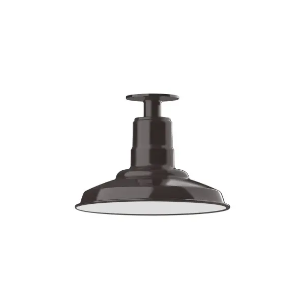 The Flush Mount Ceiling Light mounts close to the ceiling allowing for maximum head room. Ours are UL wet rated for outdoor use on a front porch, or in an entryway, and work well for interior use in the kitchen, hallway, bedroom, or bathroom. The Warehouse shade is our most popular shade style, and we offer in a variety of sizes. Collection: Warehouse Finish: Architectural Bronze Glass: 12 inch Warehouse Width: 12.00" Height: 8.75" Length: 12.00" Weight: 8.00 lb Canopy: 4.125" diameter Number of Bulbs: 1 Maximum Wattage: 10.00 W Light Source: LED Light Output: 800.00 lm Color Temperature: 3000 K CRI: 90 Dimmable Rated Average Life: 50,000 Voltage: 120.00 V Country of Origin: US Safety Listing: UL/cUL Safety Rating: Wet Dark Sky LED Manufacturer Warranty: 1-year limited warranty on the fixture.