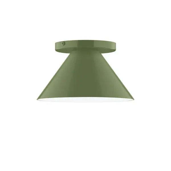 Pinnacle, a contemporary series of basic spun geometric shapes, is simply configured for interior use. Colorful and clean-lined, these axially symmetric shapes will add pizzazz to your space. Collection: Pinnacle Finish: Fern Green Glass: 8 inch Pinnacle Width: 8.00" Height: 4.63" Length: 8.00" Weight: 4.00 lb Canopy: 5" diameter Number of Bulbs: 1 Maximum Wattage: 8.00 W Bulb Type: LED Light Source: LED Light Output: 800.00 lm Color Temperature: 3000 K CRI: 90 Dimmable Rated Average Life: 50,000 Voltage: 120.00 V Country of Origin: US Safety Listing: UL/cUL Safety Rating: Dry LED Manufacturer Warranty: 1-year limited warranty on the fixture.