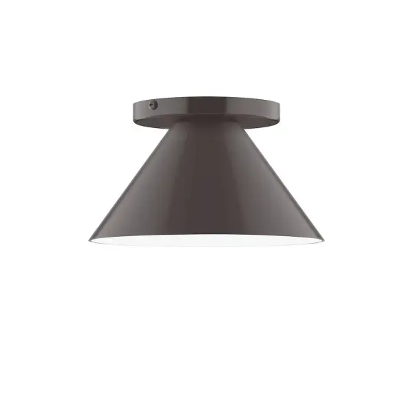 Pinnacle, a contemporary series of basic spun geometric shapes, is simply configured for interior use. Colorful and clean-lined, these axially symmetric shapes will add pizzazz to your space. Collection: Pinnacle Finish: Architectural Bronze Glass: 8 inch Pinnacle Width: 8.00" Height: 4.63" Length: 8.00" Weight: 4.00 lb Canopy: 5" diameter Number of Bulbs: 1 Maximum Wattage: 8.00 W Bulb Type: LED Light Source: LED Light Output: 800.00 lm Color Temperature: 3000 K CRI: 90 Dimmable Rated Average Life: 50,000 Voltage: 120.00 V Country of Origin: US Safety Listing: UL/cUL Safety Rating: Dry LED Manufacturer Warranty: 1-year limited warranty on the fixture.