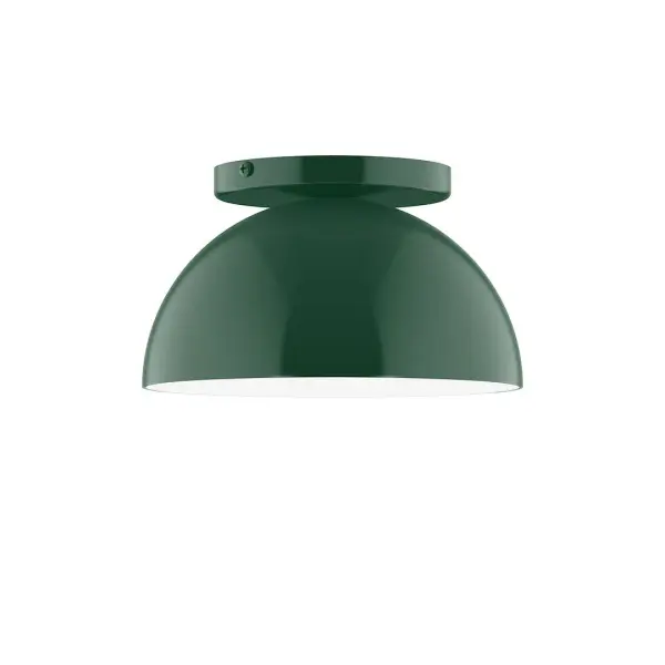 Arcade, a contemporary series of basic spun geometric shapes, is simply configured for interior use. Colorful and clean-lined, these axially symmetric shapes will add pizzazz to your space. Collection: Arcade Finish: Forest Green Glass: 8 inch Arcade Width: 8.00" Height: 4.63" Length: 8.00" Weight: 4.00 lb Canopy: 5" diameter Number of Bulbs: 1 Maximum Wattage: 8.00 W Bulb Type: LED Light Source: LED Light Output: 800.00 lm Color Temperature: 3000 K CRI: 90 Dimmable Rated Average Life: 50,000 Voltage: 120.00 V Country of Origin: US Safety Listing: UL/cUL Safety Rating: Dry LED Manufacturer Warranty: 1-year limited warranty on the fixture.