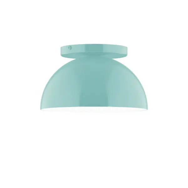 Arcade, a contemporary series of basic spun geometric shapes, is simply configured for interior use. Colorful and clean-lined, these axially symmetric shapes will add pizzazz to your space. Collection: Arcade Finish: Sea Green Glass: 8 inch Arcade Width: 8.00" Height: 4.63" Length: 8.00" Weight: 4.00 lb Canopy: 5" diameter Number of Bulbs: 1 Maximum Wattage: 8.00 W Bulb Type: LED Light Source: LED Light Output: 800.00 lm Color Temperature: 3000 K CRI: 90 Dimmable Rated Average Life: 50,000 Voltage: 120.00 V Country of Origin: US Safety Listing: UL/cUL Safety Rating: Dry LED Manufacturer Warranty: 1-year limited warranty on the fixture.