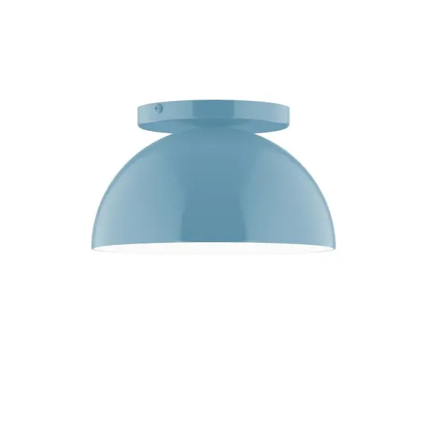 Arcade, a contemporary series of basic spun geometric shapes, is simply configured for interior use. Colorful and clean-lined, these axially symmetric shapes will add pizzazz to your space. Collection: Arcade Finish: Light Blue Glass: 8 inch Arcade Width: 8.00" Height: 4.63" Length: 8.00" Weight: 4.00 lb Canopy: 5" diameter Number of Bulbs: 1 Maximum Wattage: 8.00 W Bulb Type: LED Light Source: LED Light Output: 800.00 lm Color Temperature: 3000 K CRI: 90 Dimmable Rated Average Life: 50,000 Voltage: 120.00 V Country of Origin: US Safety Listing: UL/cUL Safety Rating: Dry LED Manufacturer Warranty: 1-year limited warranty on the fixture.