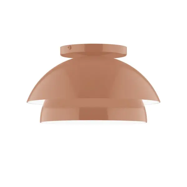 Nest is a playful series of stacked and nested dome shades. Offered in a host of finishes, Nest will be a bright and cheery addition to your interior décor Collection: Nest Finish: Terracotta Glass: 10 inch Nest Notes: Option (1) G25 LED and 1-Integrated 8W Width: 10.00" Height: 5.63" Length: 10.00" Weight: 6.00 lb Canopy: 5" diameter Number of Bulbs: 1 Maximum Wattage: 60.00 W Bulb Type: G25 Bulb Base: E26 Medium Light Source: Incandescent or LED equivalent Dimmable Voltage: 120.00 V Material: Aluminum Country of Origin: US Safety Listing: UL/cUL Safety Rating: Dry LED Manufacturer Warranty: 1-year limited warranty on the fixture.