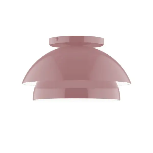 Nest is a playful series of stacked and nested dome shades. Offered in a host of finishes, Nest will be a bright and cheery addition to your interior décor Collection: Nest Finish: Mauve Glass: 10 inch Nest Width: 10.00" Height: 5.63" Length: 10.00" Weight: 6.00 lb Canopy: 5" diameter Number of Bulbs: 1 Maximum Wattage: 8.00 W Bulb Type: E26 Light Source: LED Light Output: 800.00 lm Color Temperature: 3000 K CRI: 90 Dimmable Rated Average Life: 50,000 Voltage: 120.00 V Country of Origin: US Safety Listing: UL/cUL Safety Rating: Dry LED Manufacturer Warranty: 1-year limited warranty on the fixture.