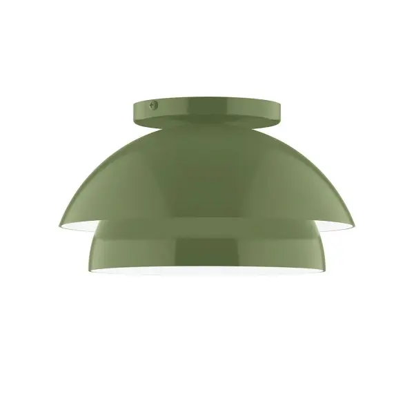 Nest is a playful series of stacked and nested dome shades. Offered in a host of finishes, Nest will be a bright and cheery addition to your interior décor Collection: Nest Finish: Fern Green Glass: 10 inch Nest Width: 10.00" Height: 5.63" Length: 10.00" Weight: 6.00 lb Canopy: 5" diameter Number of Bulbs: 1 Maximum Wattage: 8.00 W Bulb Type: E26 Light Source: LED Light Output: 800.00 lm Color Temperature: 3000 K CRI: 90 Dimmable Rated Average Life: 50,000 Voltage: 120.00 V Country of Origin: US Safety Listing: UL/cUL Safety Rating: Dry LED Manufacturer Warranty: 1-year limited warranty on the fixture.