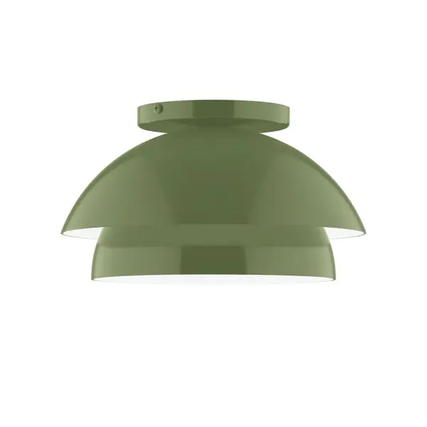 Nest is a playful series of stacked and nested dome shades. Offered in a host of finishes, Nest will be a bright and cheery addition to your interior décor Collection: Nest Finish: Fern Green Glass: 10 inch Nest Notes: Option (1) G25 LED and 1-Integrated 8W Width: 10.00" Height: 5.63" Length: 10.00" Weight: 6.00 lb Canopy: 5" diameter Number of Bulbs: 1 Maximum Wattage: 60.00 W Bulb Type: G25 Bulb Base: E26 Medium Light Source: Incandescent or LED equivalent Dimmable Voltage: 120.00 V Material: Aluminum Country of Origin: US Safety Listing: UL/cUL Safety Rating: Dry LED Manufacturer Warranty: 1-year limited warranty on the fixture.