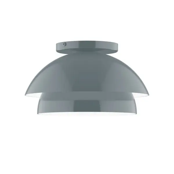 Nest is a playful series of stacked and nested dome shades. Offered in a host of finishes, Nest will be a bright and cheery addition to your interior décor Collection: Nest Finish: Slate Gray Glass: 10 inch Nest Width: 10.00" Height: 5.63" Length: 10.00" Weight: 6.00 lb Canopy: 5" diameter Number of Bulbs: 1 Maximum Wattage: 8.00 W Bulb Type: E26 Light Source: LED Light Output: 800.00 lm Color Temperature: 3000 K CRI: 90 Dimmable Rated Average Life: 50,000 Voltage: 120.00 V Country of Origin: US Safety Listing: UL/cUL Safety Rating: Dry LED Manufacturer Warranty: 1-year limited warranty on the fixture.