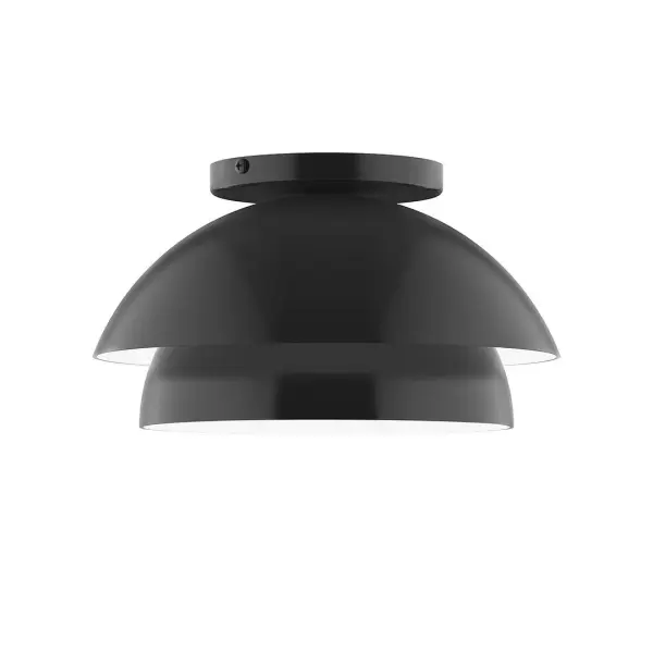 Nest is a playful series of stacked and nested dome shades. Offered in a host of finishes, Nest will be a bright and cheery addition to your interior décor Collection: Nest Finish: Black Glass: 10 inch Nest Width: 10.00" Height: 5.63" Length: 10.00" Weight: 6.00 lb Canopy: 5" diameter Number of Bulbs: 1 Maximum Wattage: 8.00 W Bulb Type: E26 Light Source: LED Light Output: 800.00 lm Color Temperature: 3000 K CRI: 90 Dimmable Rated Average Life: 50,000 Voltage: 120.00 V Country of Origin: US Safety Listing: UL/cUL Safety Rating: Dry LED Manufacturer Warranty: 1-year limited warranty on the fixture.