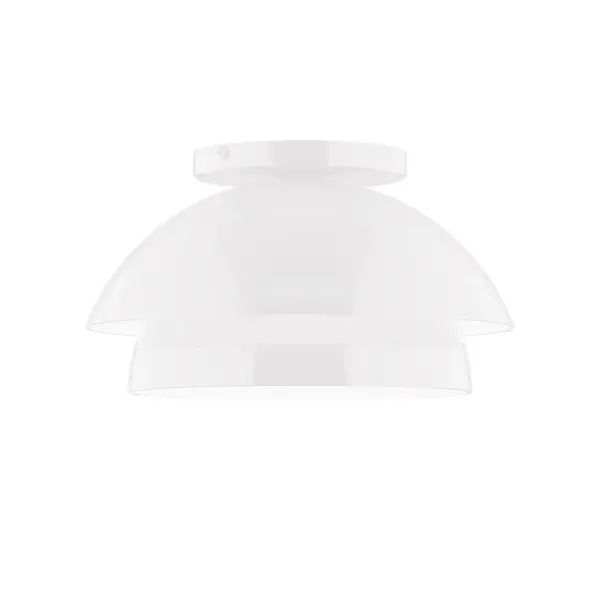 Nest is a playful series of stacked and nested dome shades. Offered in a host of finishes, Nest will be a bright and cheery addition to your interior décor Collection: Nest Finish: White Glass: 10 inch Nest Width: 10.00" Height: 5.63" Length: 10.00" Weight: 6.00 lb Canopy: 5" diameter Number of Bulbs: 1 Maximum Wattage: 8.00 W Bulb Type: E26 Light Source: LED Light Output: 800.00 lm Color Temperature: 3000 K CRI: 90 Dimmable Rated Average Life: 50,000 Voltage: 120.00 V Country of Origin: US Safety Listing: UL/cUL Safety Rating: Dry LED Manufacturer Warranty: 1-year limited warranty on the fixture.