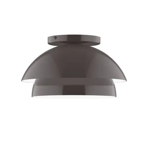 Nest is a playful series of stacked and nested dome shades. Offered in a host of finishes, Nest will be a bright and cheery addition to your interior décor Collection: Nest Finish: Architectural Bronze Glass: 10 inch Nest Width: 10.00" Height: 5.63" Length: 10.00" Weight: 6.00 lb Canopy: 5" diameter Number of Bulbs: 1 Maximum Wattage: 8.00 W Bulb Type: E26 Light Source: LED Light Output: 800.00 lm Color Temperature: 3000 K CRI: 90 Dimmable Rated Average Life: 50,000 Voltage: 120.00 V Country of Origin: US Safety Listing: UL/cUL Safety Rating: Dry LED Manufacturer Warranty: 1-year limited warranty on the fixture.