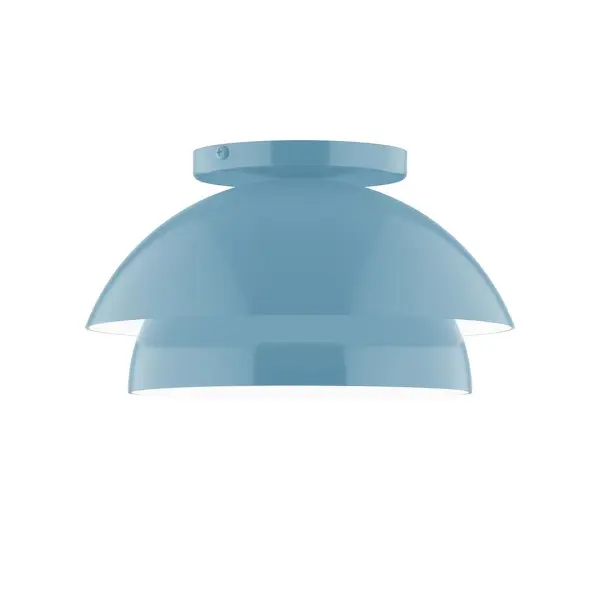 Nest is a playful series of stacked and nested dome shades. Offered in a host of finishes, Nest will be a bright and cheery addition to your interior décor Collection: Nest Finish: Light Blue Glass: 10 inch Nest Notes: Option (1) G25 LED and 1-Integrated 8W Width: 10.00" Height: 5.63" Length: 10.00" Weight: 6.00 lb Canopy: 5" diameter Number of Bulbs: 1 Maximum Wattage: 60.00 W Bulb Type: G25 Bulb Base: E26 Medium Light Source: Incandescent or LED equivalent Dimmable Voltage: 120.00 V Material: Aluminum Country of Origin: US Safety Listing: UL/cUL Safety Rating: Dry LED Manufacturer Warranty: 1-year limited warranty on the fixture.