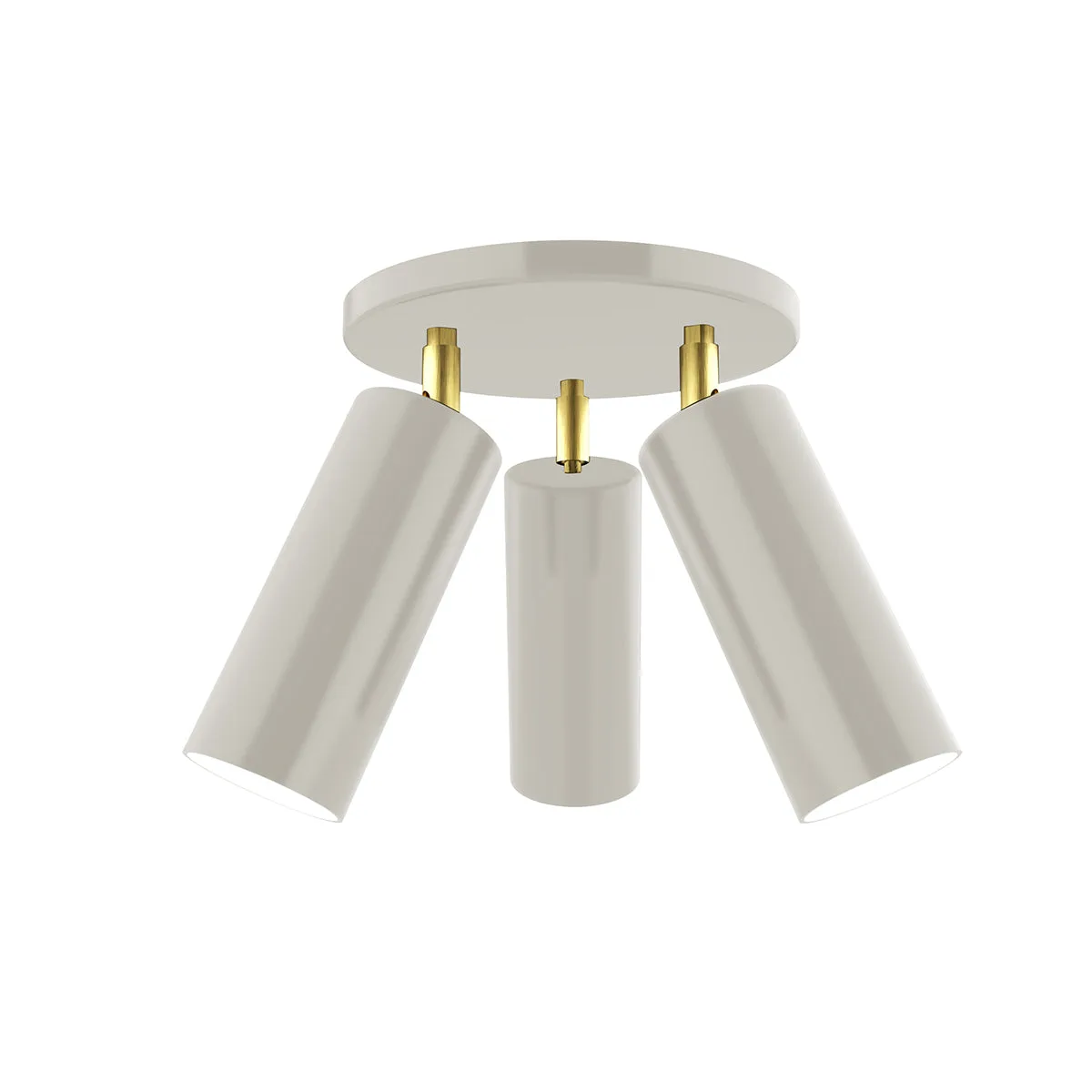 Martin 3-Light Flush Mount in Silk Gray with Brushed Brass Accents