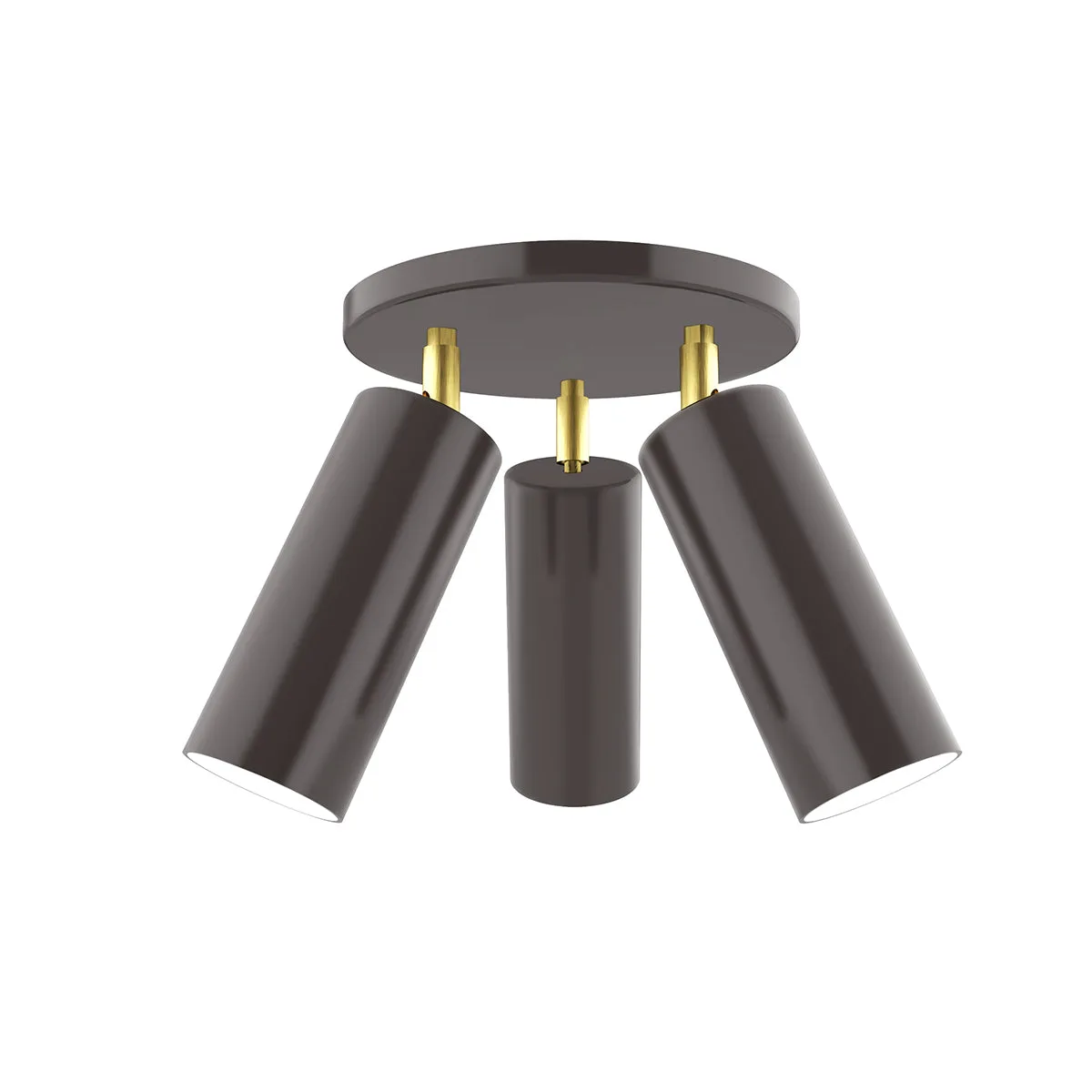 Martin 3-Light Flush Mount in Architectural Bronze with Brushed Brass Accents