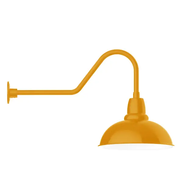 Our outdoor wall lights, inspired by 1920’s industrial lighting, in classic gooseneck arm styles are great for use as sign or awning lights, garage or barn lights. This vintage look works well indoors also, our smallest sizes will illuminate a restaurant menu board, bookcase, or shelving unit. Our Cafe shades will help transform your outdoor living area into a warm and intimate gathering space.