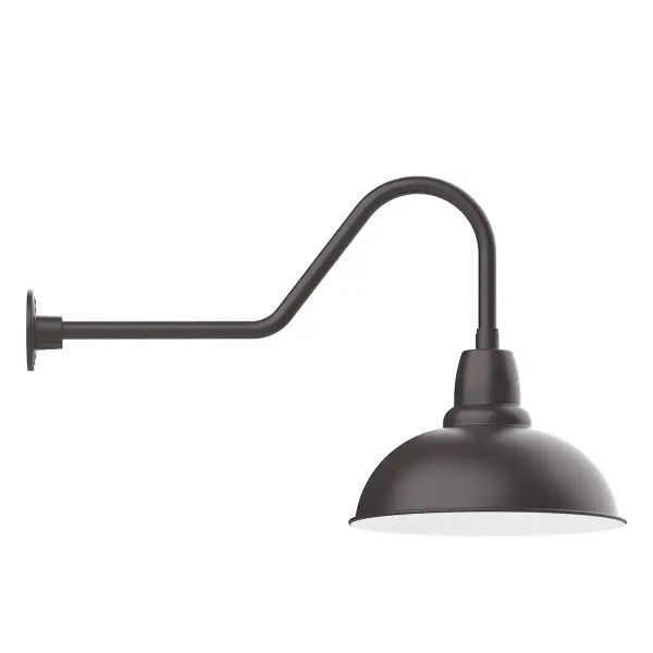Our outdoor wall lights, inspired by 1920’s industrial lighting, in classic gooseneck arm styles are great for use as sign or awning lights, garage or barn lights. This vintage look works well indoors also, our smallest sizes will illuminate a restaurant menu board, bookcase, or shelving unit. Our Cafe shades will help transform your outdoor living area into a warm and intimate gathering space.