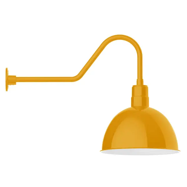 Our outdoor wall lights, inspired by 1920’s industrial lighting, in classic gooseneck arm styles are great for use as sign or awning lights, garage or barn lights. This vintage look works well indoors also, our smallest sizes will illuminate a restaurant menu board, bookcase, or shelving unit. Our Deep Bowl shade, the ultimate domed reflector, is classic in shape and offers great light output.