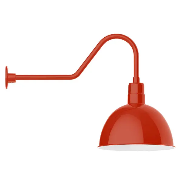 Our outdoor wall lights, inspired by 1920’s industrial lighting, in classic gooseneck arm styles are great for use as sign or awning lights, garage or barn lights. This vintage look works well indoors also, our smallest sizes will illuminate a restaurant menu board, bookcase, or shelving unit. Our Deep Bowl shade, the ultimate domed reflector, is classic in shape and offers great light output.