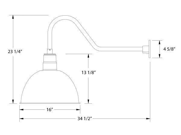 Our outdoor wall lights, inspired by 1920’s industrial lighting, in classic gooseneck arm styles are great for use as sign or awning lights, garage or barn lights. This vintage look works well indoors also, our smallest sizes will illuminate a restaurant menu board, bookcase, or shelving unit. Our Deep Bowl shade, the ultimate domed reflector, is classic in shape and offers great light output. - alternate view