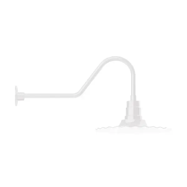 Our outdoor wall lights, inspired by 1920's industrial lighting, in classic gooseneck arm styles are great for use as sign or awning lights, garage or barn lights. This vintage look works well indoors also, our smallest sizes will illuminate a restaurant menu board, bookcase, or shelving unit. The Radial Shade is fluted to allow water to flow off its surface, suitable for seaside and non-seaside locales. Collection: Radial Finish: White Glass: Clear Glass with Cast Guard Notes: Option (1) A19 LED and 3-Integrated 8W, 10W, 15W Width: 16.00" Height: 17.00" Length: 35.00" Weight: 5.00 lb Extension from Wall: 35.00" Canopy: 4.625" diameter Number of Bulbs: 1 Maximum Wattage: 100.00 W Bulb Type: A19 Bulb Base: E26 Medium Light Source: Incandescent or LED equivalent Dimmable Voltage: 120.00 V Country of Origin: US Safety Listing: UL/cUL Safety Rating: Wet Dark Sky LED Manufacturer Warranty: 1-year limited warranty on the fixture.