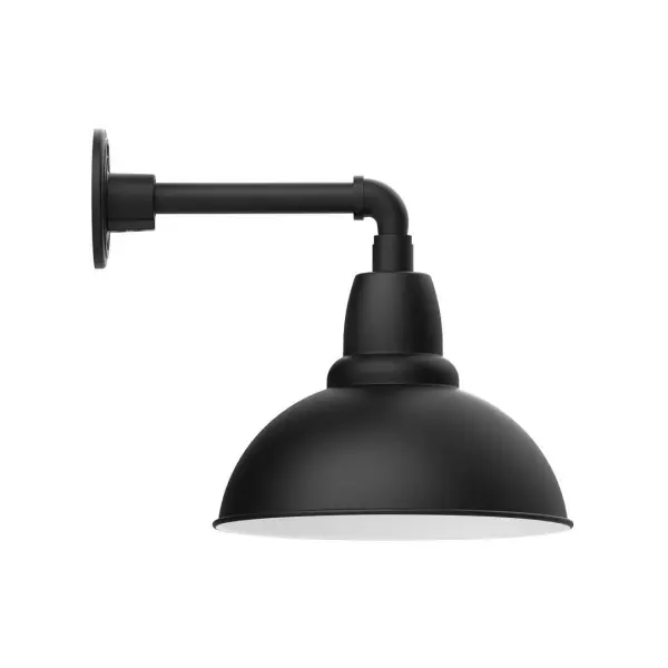 Our outdoor wall lights, inspired by 1920's industrial lighting, in straight arm styles are great for use as sign or awning lights, garage or barn lights. This vintage look works well indoors also, our smallest sizes will illuminate a restaurant menu board, bookcase, or shelving unit. Our Cafe shades will help transform your outdoor living area into a warm and intimate gathering space. Collection: Cafe Finish: Black Glass: Clear Glass with Cast Guard Notes: Option (1) A19 LED and 3-Integrated 8W, 10W, 15W Width: 12.00" Height: 13.38" Length: 16.00" Weight: 8.00 lb Extension from Wall: 16.00" Canopy: 4.625" diameter Number of Bulbs: 1 Maximum Wattage: 100.00 W Bulb Type: A19 Bulb Base: E26 Medium Light Source: Incandescent or LED equivalent Dimmable Voltage: 120.00 V Country of Origin: US Safety Listing: UL/cUL Safety Rating: Wet Dark Sky LED Manufacturer Warranty: 1-year limited warranty on the fixture.