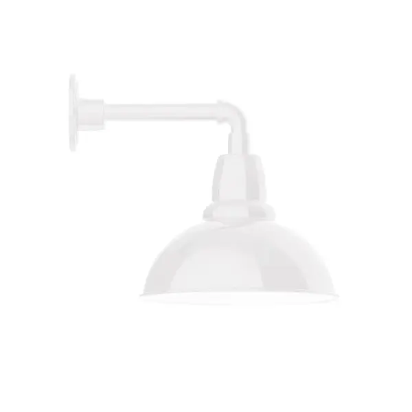 Our outdoor wall lights, inspired by 1920's industrial lighting, in straight arm styles are great for use as sign or awning lights, garage or barn lights. This vintage look works well indoors also, our smallest sizes will illuminate a restaurant menu board, bookcase, or shelving unit. Our Cafe shades will help transform your outdoor living area into a warm and intimate gathering space. Collection: Cafe Finish: White Glass: 12 inch Cafe Width: 12.00" Height: 13.38" Length: 16.00" Weight: 8.00 lb Extension from Wall: 16.00" Canopy: 4.625" diameter Number of Bulbs: 1 Maximum Wattage: 10.00 W Light Source: LED Light Output: 800.00 lm Color Temperature: 2700 K CRI: 90 Dimmable Rated Average Life: 50,000 Voltage: 120.00 V Country of Origin: US Safety Listing: UL/cUL Safety Rating: Wet Dark Sky LED Manufacturer Warranty: 1-year limited warranty on the fixture.