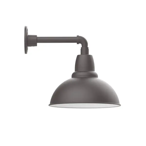 Our outdoor wall lights, inspired by 1920’s industrial lighting, in straight arm styles are great for use as sign or awning lights, garage or barn lights. This vintage look works well indoors also, our smallest sizes will illuminate a restaurant menu board, bookcase, or shelving unit. Our Cafe shades will help transform your outdoor living area into a warm and intimate gathering space.