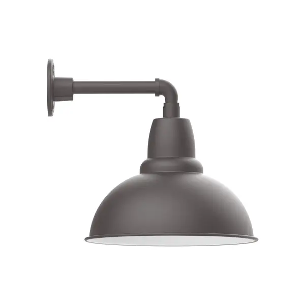 Our outdoor wall lights, inspired by 1920’s industrial lighting, in straight arm styles are great for use as sign or awning lights, garage or barn lights. This vintage look works well indoors also, our smallest sizes will illuminate a restaurant menu board, bookcase, or shelving unit. Our Cafe shades will help transform your outdoor living area into a warm and intimate gathering space.