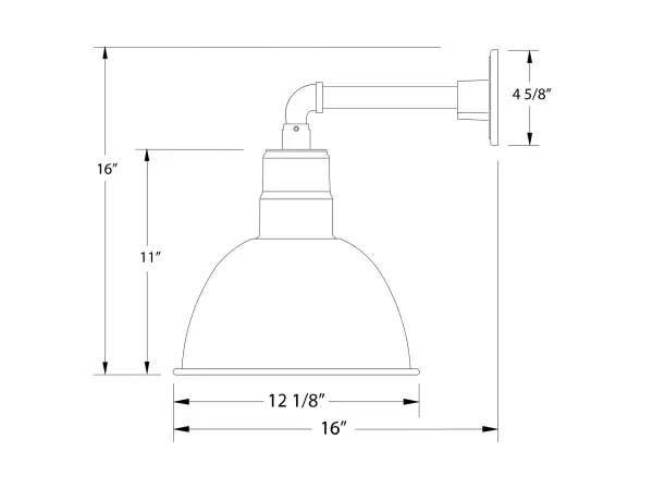 Our outdoor wall lights, inspired by 1920’s industrial lighting, in straight arm styles are great for use as sign or awning lights, garage or barn lights. This vintage look works well indoors, as a wall sconce to illuminate an entry or hallway, stairway, or bathroom. Our Deep Bowl shade, the ultimate domed reflector, is classic in shape and offers great light output. - alternate view