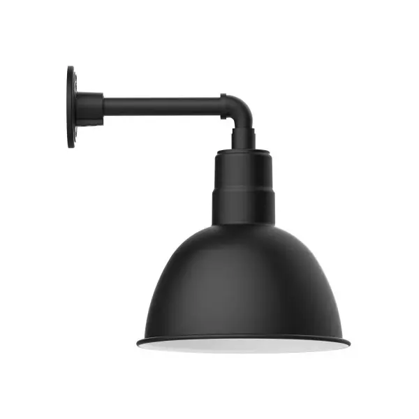 Our outdoor wall lights, inspired by 1920's industrial lighting, in straight arm styles are great for use as sign or awning lights, garage or barn lights. This vintage look works well indoors, as a wall sconce to illuminate an entry or hallway, stairway, or bathroom. Our Deep Bowl shade, the ultimate domed reflector, is classic in shape and offers great light output. Collection: Deep Bowl Finish: Black Glass: 12 inch Deep Bowl Width: 12.13" Height: 11.00" Length: 16.00" Weight: 8.00 lb Extension from Wall: 16.00" Canopy: 4.625" diameter Number of Bulbs: 1 Maximum Wattage: 10.00 W Light Source: LED Light Output: 800.00 lm Color Temperature: 2700 K CRI: 90 Dimmable Rated Average Life: 50,000 Voltage: 120.00 V Country of Origin: US Safety Listing: UL/cUL Safety Rating: Wet Dark Sky LED Manufacturer Warranty: 1-year limited warranty on the fixture.