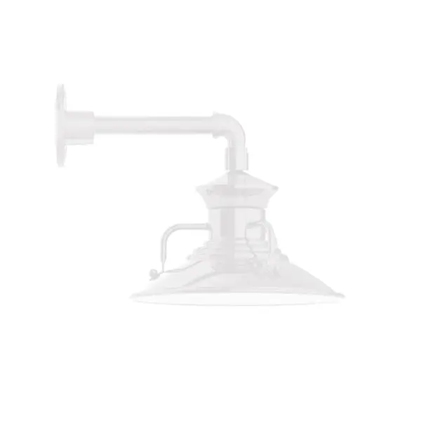 Our outdoor wall lights, inspired by 1920's industrial lighting, in straight arm styles are great for use as sign or awning lights, garage or barn lights. This vintage look works well indoors, as a wall sconce to illuminate an entry or hallway, stairway, or bathroom. The Homestead shade with its cap and handles, has farmhouse flair, at home over a kitchen table or a wide front porch. Collection: Homestead Finish: White Glass: Clear Glass with Cast Guard Notes: Option (1) A19 LED and 2-Integrated 8W, 10W Width: 12.13" Height: 12.00" Length: 16.00" Weight: 8.00 lb Extension from Wall: 16.00" Canopy: 4.625" diameter Number of Bulbs: 1 Maximum Wattage: 100.00 W Bulb Type: A19 Bulb Base: E26 Medium Light Source: Incandescent or LED equivalent Dimmable Voltage: 120.00 V Country of Origin: US Safety Listing: UL/cUL Safety Rating: Wet Dark Sky LED Manufacturer Warranty: 1-year limited warranty on the fixture.