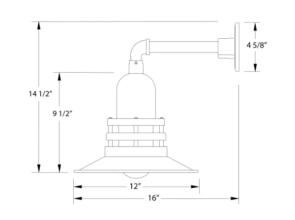 Our outdoor wall lights, inspired by 1920’s industrial lighting, in straight arm styles are great for use as sign or awning lights, garage or barn lights. This vintage look works well indoors, as a wall sconce to illuminate an entry or hallway, stairway, or bathroom. The Atomic has a great retro feel and will lighten up any space. A clear glass jar to protect bulb from the elements is a standard feature. - alternate view
