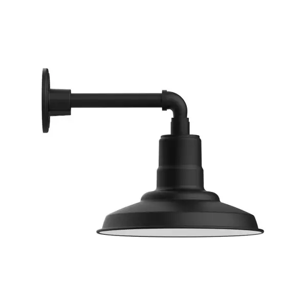 Our outdoor wall lights, inspired by 1920's industrial lighting, in straight arm styles are great for use as sign or awning lights, garage or barn lights. This vintage look works well indoors, as a wall sconce to illuminate an entry or hallway, stairway, or bathroom. The Warehouse shade is our most popular shade style, and we offer in a large variety of sizes. Collection: Warehouse Finish: Black Glass: 12 inch Warehouse Width: 12.13" Height: 12.00" Length: 16.00" Weight: 8.00 lb Extension from Wall: 16.00" Canopy: 4.625" diameter Number of Bulbs: 1 Maximum Wattage: 10.00 W Light Source: LED Light Output: 800.00 lm Color Temperature: 2700 K CRI: 90 Dimmable Rated Average Life: 50,000 Voltage: 120.00 V Country of Origin: US Safety Listing: UL/cUL Safety Rating: Wet Dark Sky LED Manufacturer Warranty: 1-year limited warranty on the fixture.