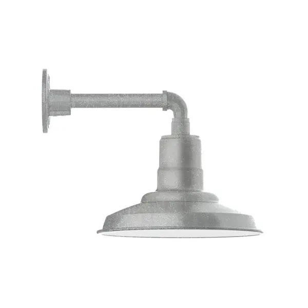 Our outdoor wall lights, inspired by 1920's industrial lighting, in straight arm styles are great for use as sign or awning lights, garage or barn lights. This vintage look works well indoors, as a wall sconce to illuminate an entry or hallway, stairway, or bathroom. The Warehouse shade is our most popular shade style, and we offer in a large variety of sizes. Collection: Warehouse Finish: Painted Galvanized Glass: Clear Glass with Cast Guard Notes: Option (1) A19 LED and 3-Integrated 8W, 10W, 15W Width: 12.13" Height: 12.00" Length: 16.00" Weight: 8.00 lb Extension from Wall: 16.00" Canopy: 4.625" diameter Number of Bulbs: 1 Maximum Wattage: 100.00 W Bulb Type: A19 Bulb Base: E26 Medium Light Source: Incandescent or LED equivalent Dimmable Voltage: 120.00 V Country of Origin: US Safety Listing: UL/cUL Safety Rating: Wet Dark Sky LED Manufacturer Warranty: 1-year limited warranty on the fixture.