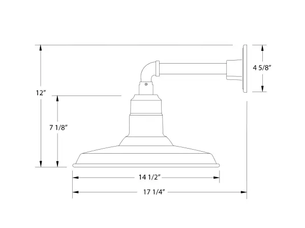 Our outdoor wall lights, inspired by 1920’s industrial lighting, in straight arm styles are great for use as sign or awning lights, garage or barn lights. This vintage look works well indoors, as a wall sconce to illuminate an entry or hallway, stairway, or bathroom. The Warehouse shade is our most popular shade style, and we offer in a large variety of sizes. - alternate view
