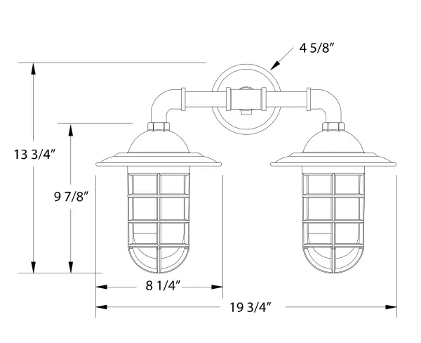 Our outdoor wall lights, inspired by 1920’s industrial lighting, in straight arm styles are great for use as sign or awning lights, garage or barn lights. This vintage look works well indoors, as a wall sconce to illuminate an entry or hallway, stairway, or bathroom. Our weathertight glass and guard will protect your light source from damage in a storm, as well as light your way in great nautical style. - alternate view