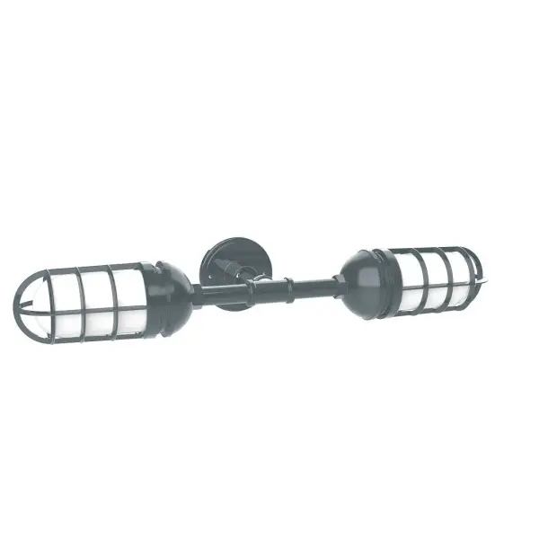 Our outdoor wall lights, inspired by 1920's industrial lighting, in straight arm styles are great for use as sign or awning lights, garage or barn lights. This vintage look works well indoors, as a wall sconce to illuminate an entry or hallway, stairway, or bathroom. Our weathertight glass and guard will protect your light source from damage in a storm, as well as light your way in great nautical style. Collection: Vaportite Finish: Slate Gray Glass: 5 inch Vaportite Notes: Option (2) A19 LED and 1-Integrated 8W Width: 27.75" Height: 4.63" Length: 8.25" Weight: 10.00 lb Extension from Wall: 8.25" Canopy: 4.625" diameter Number of Bulbs: 2 Maximum Wattage: 100.00 W Bulb Type: A19 Bulb Base: E26 Medium Light Source: Incandescent or LED equivalent Dimmable Voltage: 120.00 V Country of Origin: US Safety Listing: UL/cUL Safety Rating: Wet Dark Sky LED Manufacturer Warranty: 1-year limited warranty on the fixture.