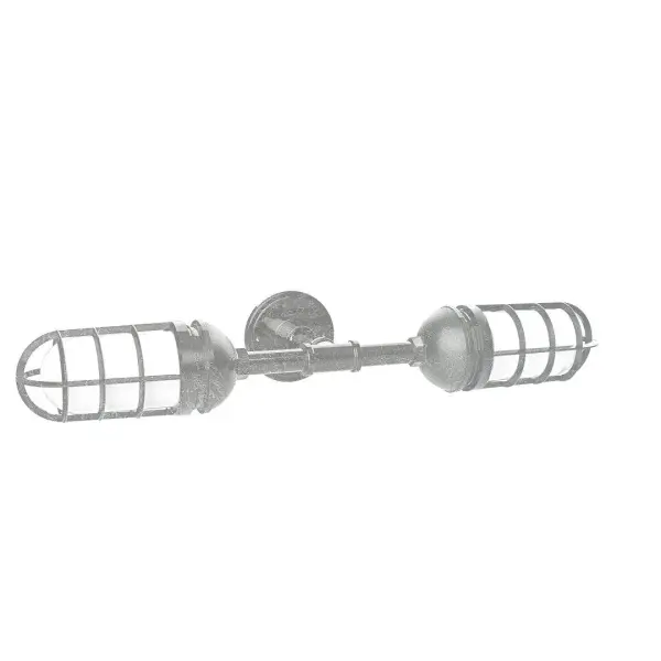 Our outdoor wall lights, inspired by 1920's industrial lighting, in straight arm styles are great for use as sign or awning lights, garage or barn lights. This vintage look works well indoors, as a wall sconce to illuminate an entry or hallway, stairway, or bathroom. Our weathertight glass and guard will protect your light source from damage in a storm, as well as light your way in great nautical style. Collection: Vaportite Finish: Painted Galvanized Glass: 5 inch Vaportite Notes: Option (2) A19 LED and 1-Integrated 8W Width: 27.75" Height: 4.63" Length: 8.25" Weight: 10.00 lb Extension from Wall: 8.25" Canopy: 4.625" diameter Number of Bulbs: 2 Maximum Wattage: 100.00 W Bulb Type: A19 Bulb Base: E26 Medium Light Source: Incandescent or LED equivalent Dimmable Voltage: 120.00 V Country of Origin: US Safety Listing: UL/cUL Safety Rating: Wet Dark Sky LED Manufacturer Warranty: 1-year limited warranty on the fixture.