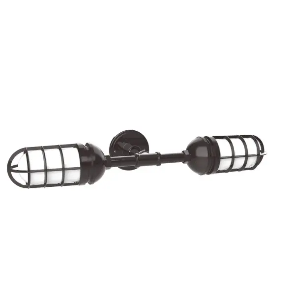 Our outdoor wall lights, inspired by 1920's industrial lighting, in straight arm styles are great for use as sign or awning lights, garage or barn lights. This vintage look works well indoors, as a wall sconce to illuminate an entry or hallway, stairway, or bathroom. Our weathertight glass and guard will protect your light source from damage in a storm, as well as light your way in great nautical style. Collection: Vaportite Finish: Architectural Bronze Glass: 5 inch Vaportite Notes: Option (2) A19 LED and 1-Integrated 8W Width: 27.75" Height: 4.63" Length: 8.25" Weight: 10.00 lb Extension from Wall: 8.25" Canopy: 4.625" diameter Number of Bulbs: 2 Maximum Wattage: 100.00 W Bulb Type: A19 Bulb Base: E26 Medium Light Source: Incandescent or LED equivalent Dimmable Voltage: 120.00 V Country of Origin: US Safety Listing: UL/cUL Safety Rating: Wet Dark Sky LED Manufacturer Warranty: 1-year limited warranty on the fixture.