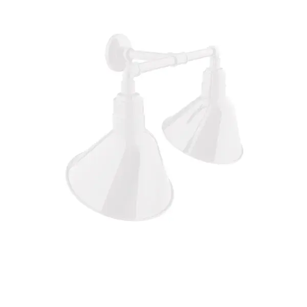 Our outdoor wall lights, inspired by 1920’s industrial lighting, in 2-light straight arm styles are great for use as sign or awning lights, garage or barn lights. The Angle shade style is offered in a variety of sizes.