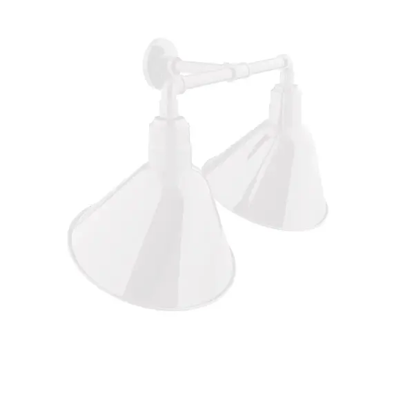 Our outdoor wall lights, inspired by 1920’s industrial lighting, in 2-light straight arm styles are great for use as sign or awning lights, garage or barn lights. The Angle shade style is offered in a variety of sizes.