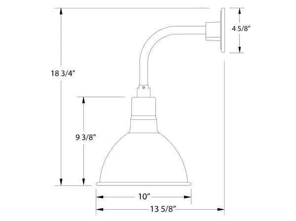 Our outdoor wall lights, inspired by 1920’s industrial lighting, in curved arm styles are great for use as sign or awning lights, garage or barn lights. This vintage look works well indoors also, our smallest sizes will illuminate a restaurant menu board, bookcase, or shelving unit. Our Deep Bowl shade, the ultimate domed reflector, is classic in shape and offers great light output.