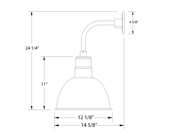 Our outdoor wall lights, inspired by 1920’s industrial lighting, in curved arm styles are great for use as sign or awning lights, garage or barn lights. This vintage look works well indoors also, our smallest sizes will illuminate a restaurant menu board, bookcase, or shelving unit. Our Deep Bowl shade, the ultimate domed reflector, is classic in shape and offers great light output.