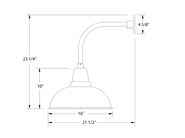 Our outdoor wall lights, inspired by 1920’s industrial lighting, in curved arm styles are great for use as sign or awning lights, garage or barn lights. This vintage look works well indoors also, our smallest sizes will illuminate a restaurant menu board, bookcase, or shelving unit. Our Cafe shades will help transform your outdoor living area into a warm and intimate gathering space.
