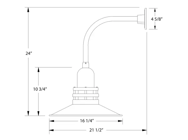 Our outdoor wall lights, inspired by 1920’s industrial lighting, in curved arm styles are great for use as sign or awning lights, garage or barn lights. This vintage look works well indoors also, our smallest sizes will illuminate a restaurant menu board, bookcase, or shelving unit. The Atomic has a great retro feel and will lighten up any space. A clear glass jar to protect bulb from the elements is a standard feature.