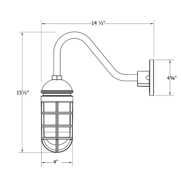 Our outdoor wall lights, inspired by 1920’s industrial lighting, in straight arm styles are great for use as sign or awning lights, garage or barn lights. This vintage look works well indoors, as a wall sconce to illuminate an entry or hallway, stairway, or bathroom. Our weathertight glass and guard will protect your light source from damage in a storm, as well as light your way in great nautical style. - alternate view
