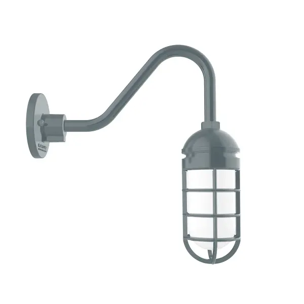 Our outdoor wall lights, inspired by 1920’s industrial lighting, in straight arm styles are great for use as sign or awning lights, garage or barn lights. This vintage look works well indoors, as a wall sconce to illuminate an entry or hallway, stairway, or bathroom. Our weathertight glass and guard will protect your light source from damage in a storm, as well as light your way in great nautical style.