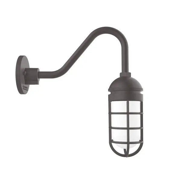 Our outdoor wall lights, inspired by 1920’s industrial lighting, in straight arm styles are great for use as sign or awning lights, garage or barn lights. This vintage look works well indoors, as a wall sconce to illuminate an entry or hallway, stairway, or bathroom. Our weathertight glass and guard will protect your light source from damage in a storm, as well as light your way in great nautical style.