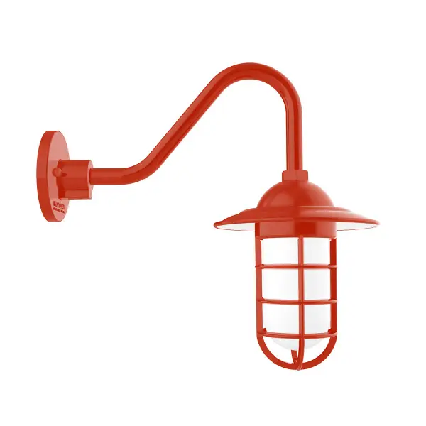 Our outdoor wall lights, inspired by 1920’s industrial lighting, in straight arm styles are great for use as sign or awning lights, garage or barn lights. This vintage look works well indoors, as a wall sconce to illuminate an entry or hallway, stairway, or bathroom. Our weathertight glass and guard will protect your light source from damage in a storm, as well as light your way in great nautical style.